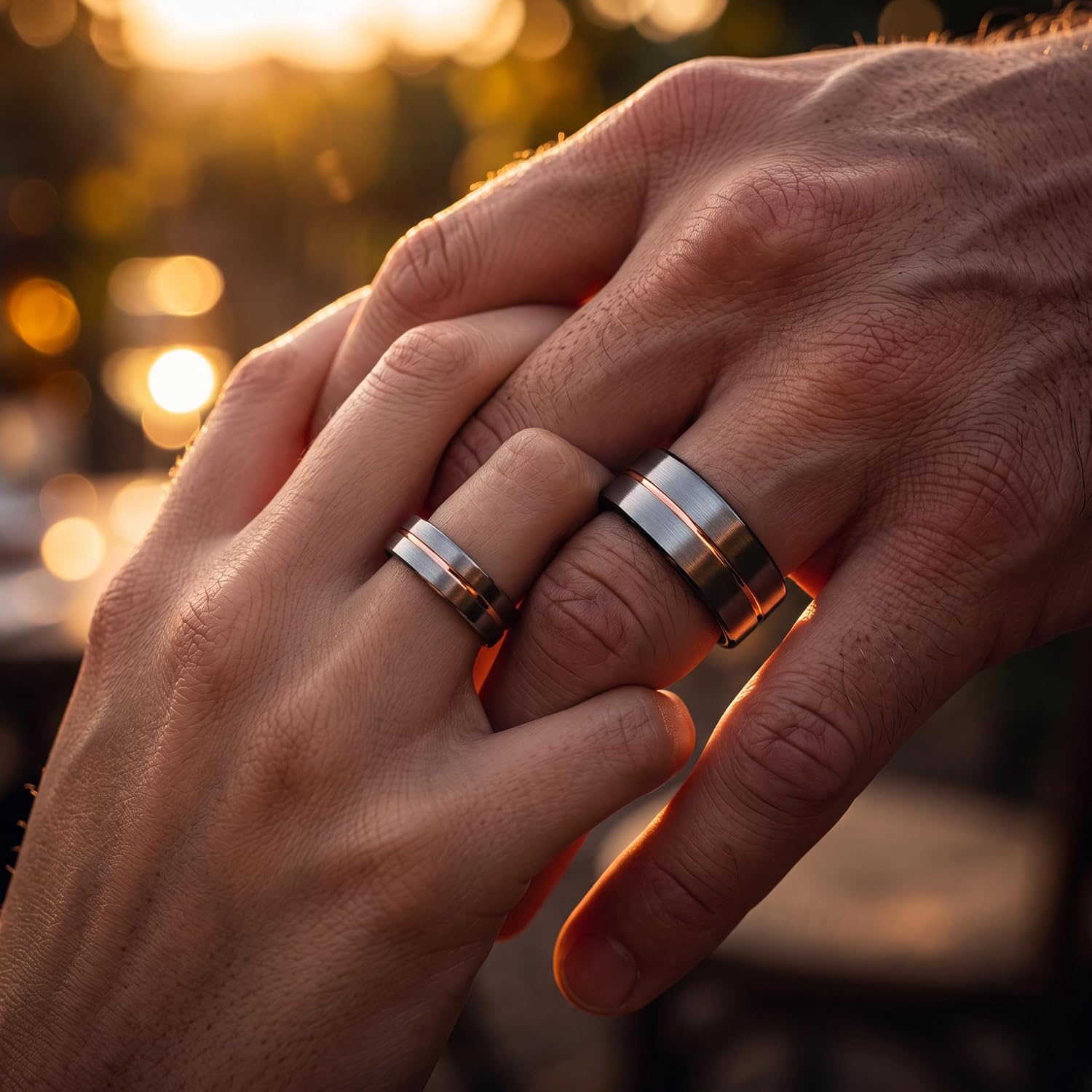 Tungsten Wedding Band Ring 8mm 6mm 4mm for Men Women 18k Rose Gold Plated Flat Cut Black Grey Brushed Polished