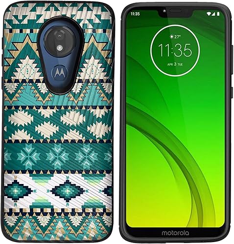 Miniatura 2 de Funda para Motorola Moto G7 Power  G7 Supra - Combat Bump and Drop Dual Layer Slim Defender Cover (patrón tribal azul)