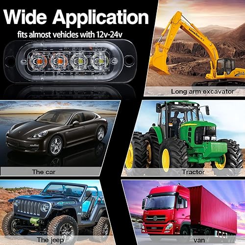 Miniatura 5 de Teguangmei Luces estroboscópicas de emergencia, 4 luces LED estroboscópicas de advertencia de emergencia, luces intermitentes de emergencia