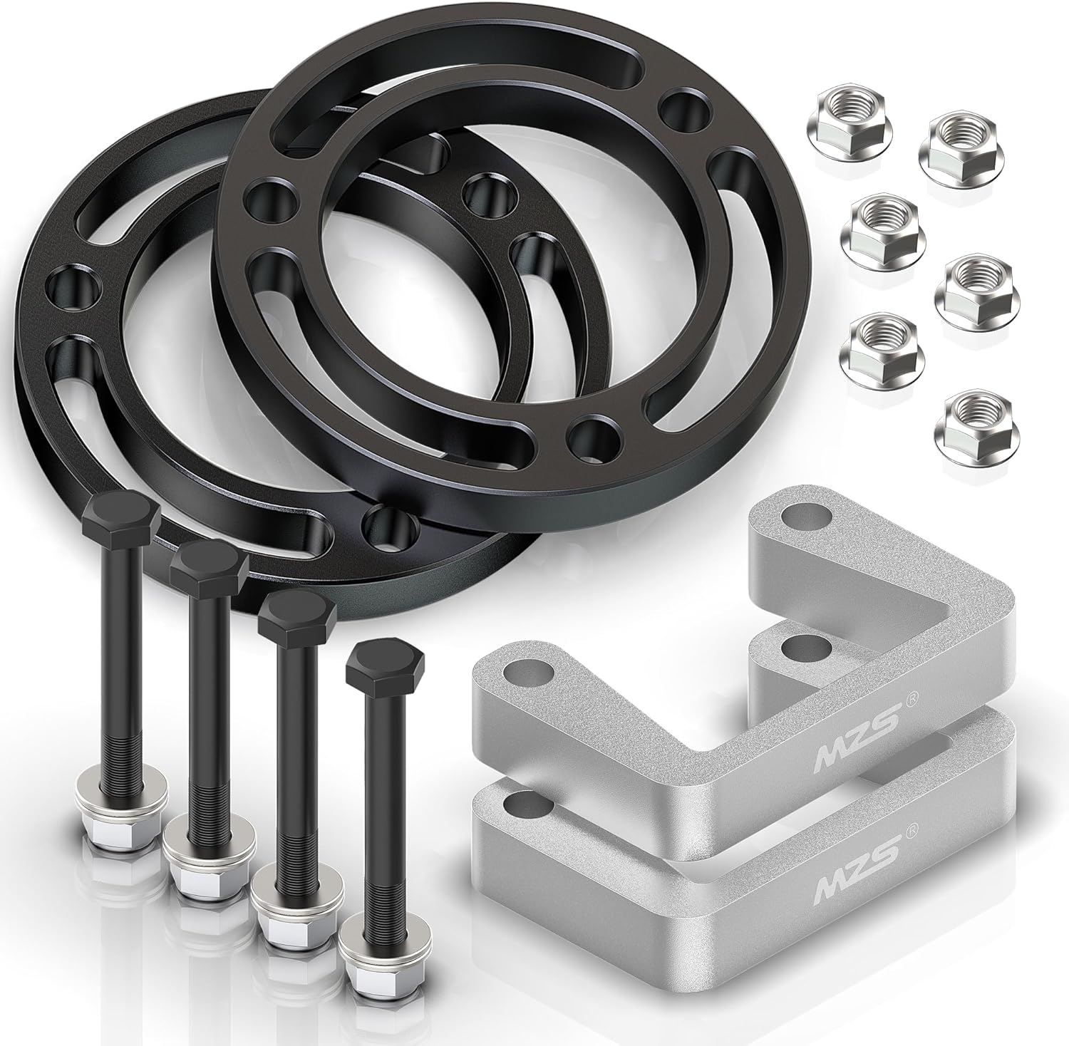 MZS 3.5" Front Leveling Kit for Silverado Sierra 1500, 1.5" Upper + 2" Lower Lift Strut Spacers Compatible with 2007-2026 Silverado Sierra/Tahoe/Avalanche/Suburban 1500 Yukon XL 2WD 4WD