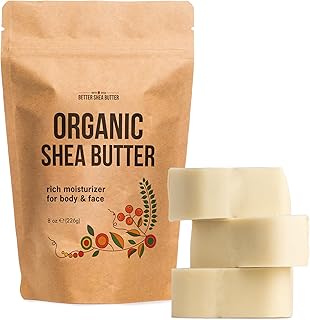 Organic Shea Butter Raw Unrefined | Pure African Shea Butter for Hair & Dry Skin | Natural Face Moisturizer | Body Butter Base for Lotion, DIY Lip Balm and Soap Making Supplies, 8oz Bar