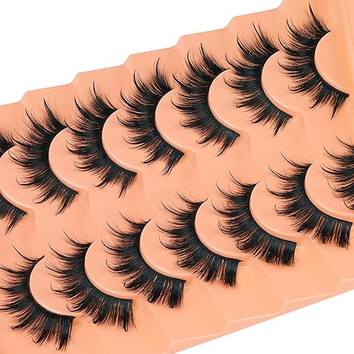 Vista 48 de Pestañas postizas de visón finas, pestañas postizas esponjosas rizadas en D, pestañas de visón sintético, 0.551 in, aspecto natural, pestañas