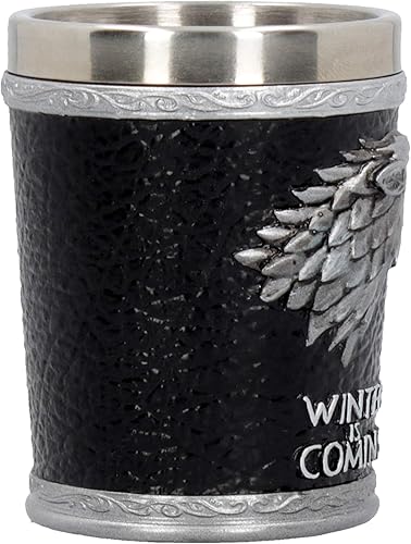 Miniatura 6 de Nemesis Now B4452N9 Winter is Coming Juego de Tronos - Vaso de chupito (2.8 in), color negro, resina con inserto de acero inoxidable