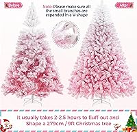 Vista 42 de Yaheetech Árbol de Navidad artificial preiluminado de 4.5 pies con luces blancas cálidas incandescentes, árbol de Navidad preiluminado completo