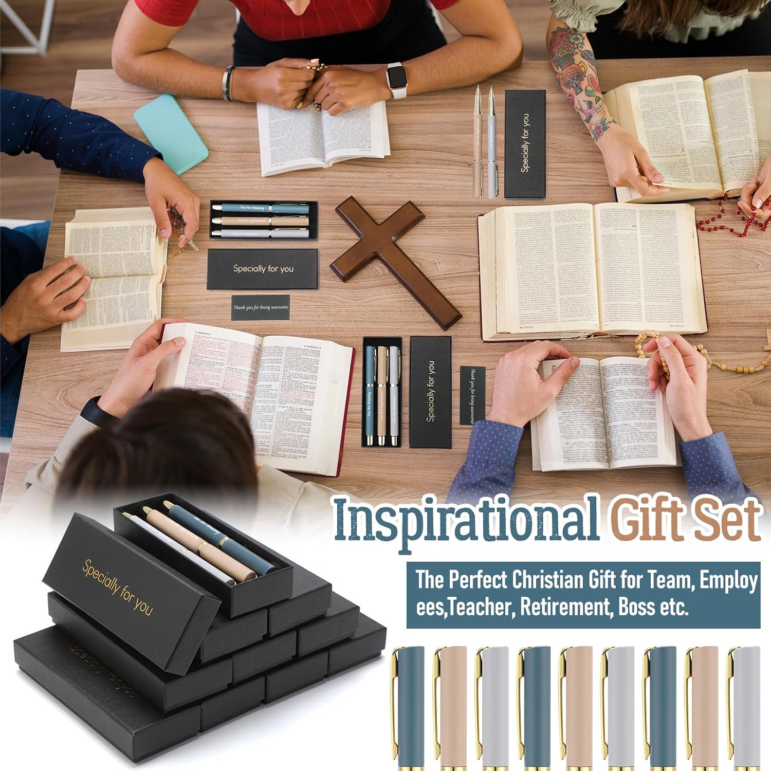 Tenceur 10 Set 50 Pcs Thank You Gifts Ballpoint Pens with Boxes and Cards Appreciation Gifts in Bulk for Employee Nurse Teacher Coworker Staff Team Member Office Supplies - Image 5