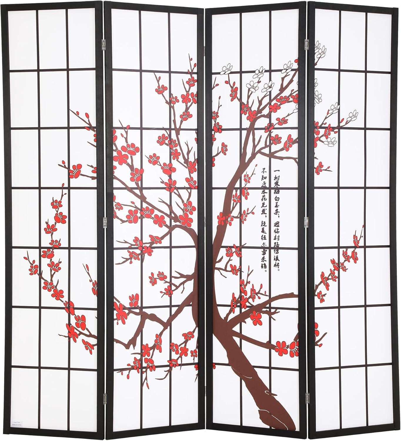 PayLessHere 6ft 4-Panel White Shoji Room Divider - Folding Freestanding Privacy Screen for Bedroom Office