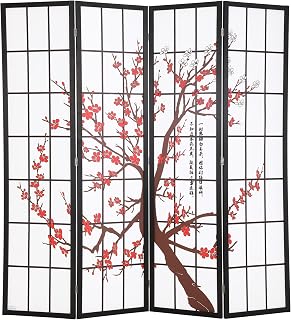 PayLessHere 6ft 4-Panel White Shoji Room Divider - Folding Freestanding Privacy Screen for Bedroom Office