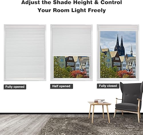 Miniatura 6 de MYshade CEL24WT50C - Persianas celulares opacas y sin cordones, persianas para ventanas fáciles de instalar, 24 pulgadas de ancho x 50 pulgadas de