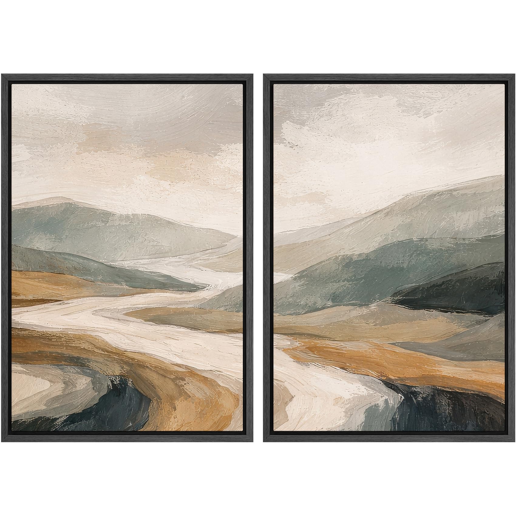 SIGNWIN Framed Canvas Print Wall Art Abstract Wave Pattern Modern Art Minimalist Neutral Decor for Living Room, Bedroom, Office - 16"x24"x2 Natural — view 102