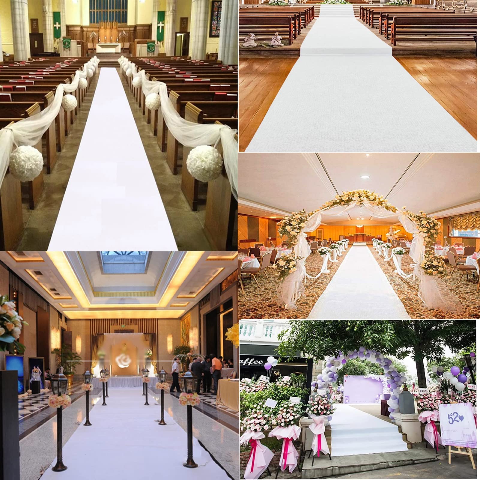 10m 20m 30m Hochzeitsteppich Gangläufer Weiß Laufsteg Teppich Läufer Teppich 2mm Dicke Event Braut Gehweg Läufer Rolle für Hochzeit Kirche Party, Zuschneidbar (Size : 1x50m)