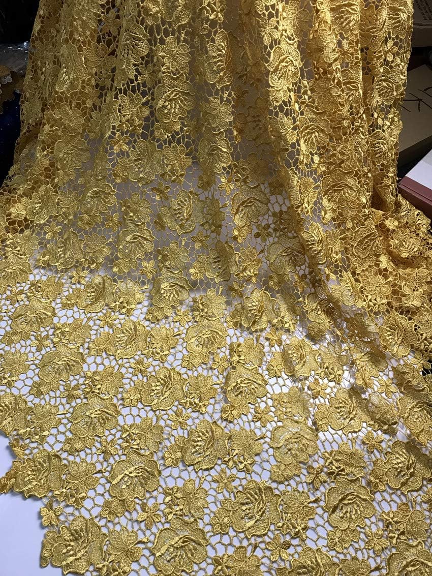 5 Yards Latest African Gold Fabric Design Embroidery Mesh Cord Lace Fabric Guipure Craft Sewing
