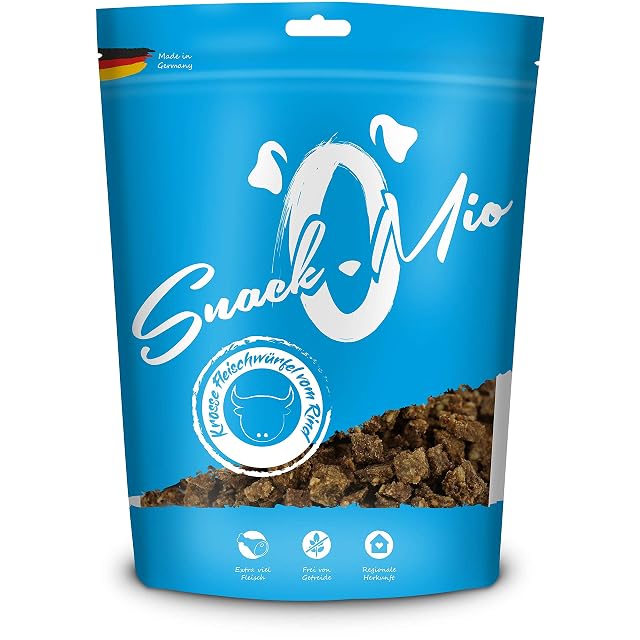 SnackOMio - Snack Premium para Perros - jugosos Tacos de Ternera, sin Cereales, 1 Pack (1 x 125g)