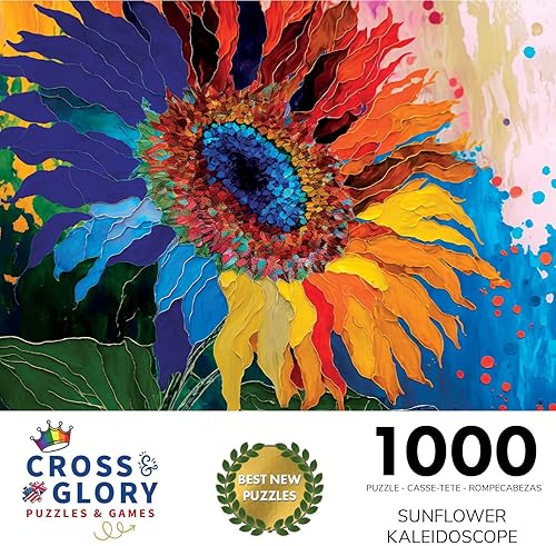 Miniatura 2 de Cross & Glory - Caleidoscopio de girasol - Rompecabezas de 1000 piezas para adultos Arte de flores coloridas Actividad desafiante y divertida