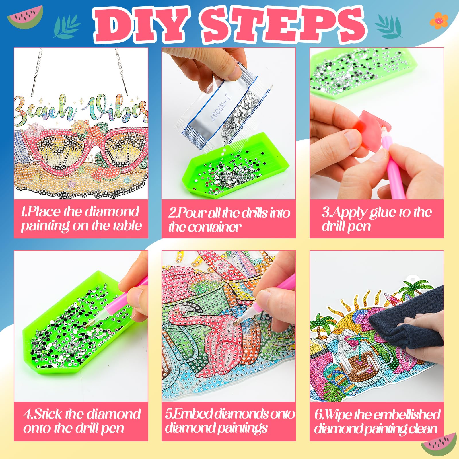 Amazon.com: Burbell 3 Pcs Diamond Summer Beach Painting Kits