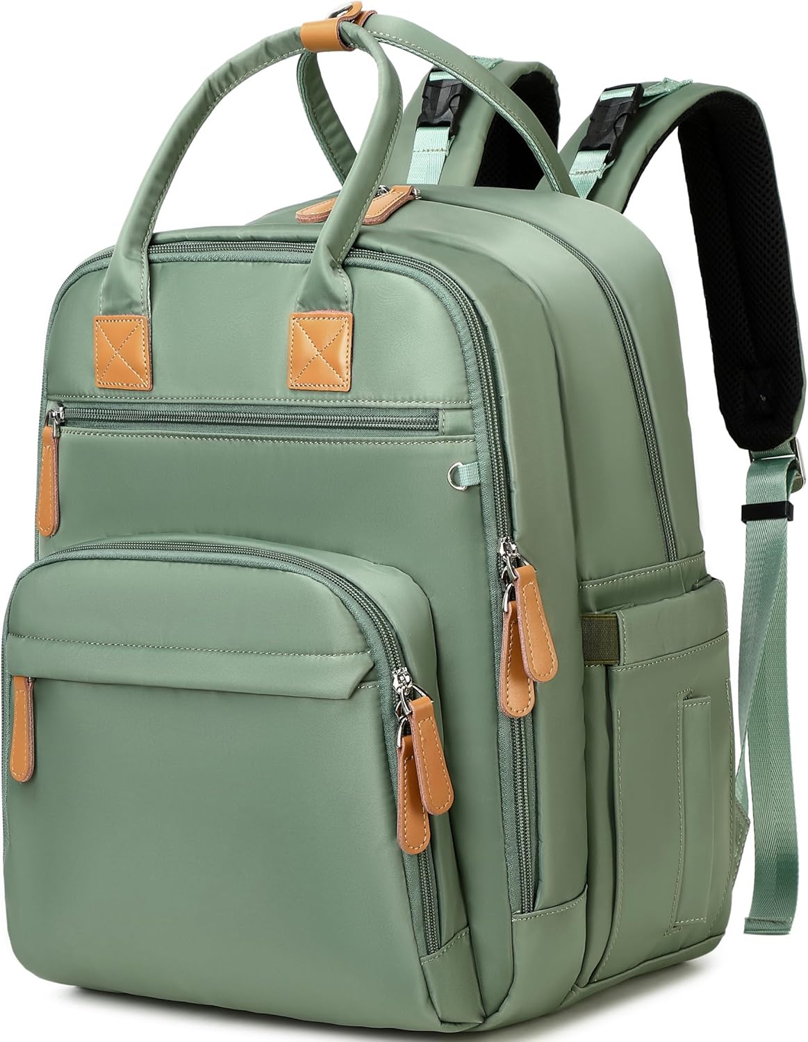 18 Pockets Large Diaper Bag Backpack with 4 Insulated Pockets and Stroller Clips, Baby Shower Essentials (XL Green, Extra Large)