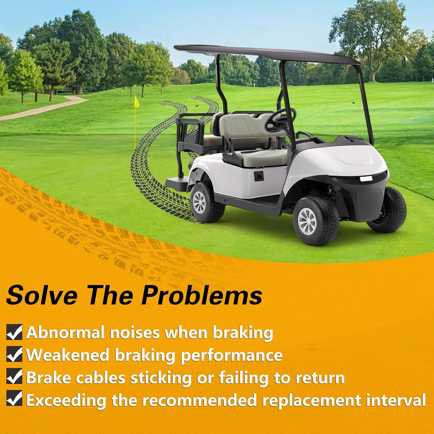 Golf Cart Brake Cable Driver & Passenger Side Brake Cables Stainless Steel Core Brake Repair Kit Compatible with EZGO TXT and Medalist Golf Cart 1994-UP Replace# 70716-G03 70273-G03 70969-G03
