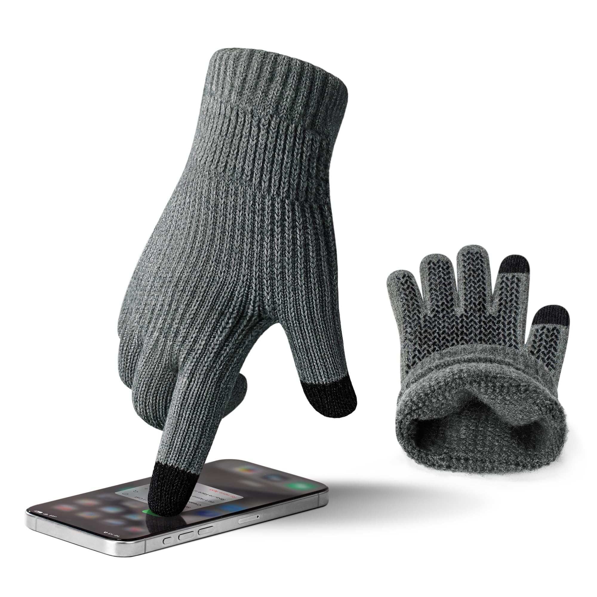 ineepor Guanti Invernali Uomo Donna,Guanti Touchscreen di Alpaca Termica,Guanti in Calda Lana Antiscivolo per Guida Computer Smartphone Lavoro,Guanti Sportivi Anti-Freddo per Sci,Ciclismo,Moto,Corsa