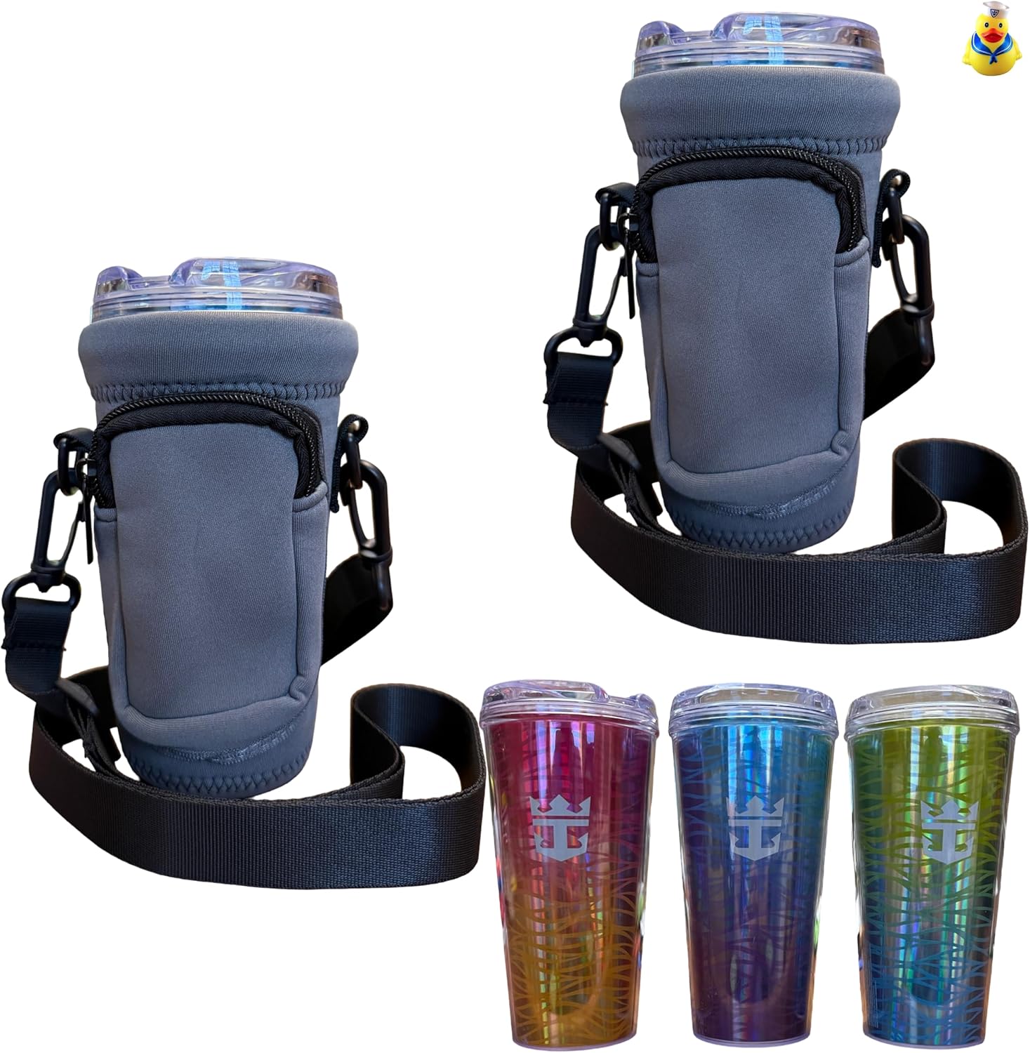 Cruise Ship Essentials Cup Sling Cruise Essentials 2026. Caribbean Cruise Must Haves. Cruise Ship Essentials 2026, Caribbean Royal, Caribbean cruise essentials 2026 (2-Pack) (Gray)