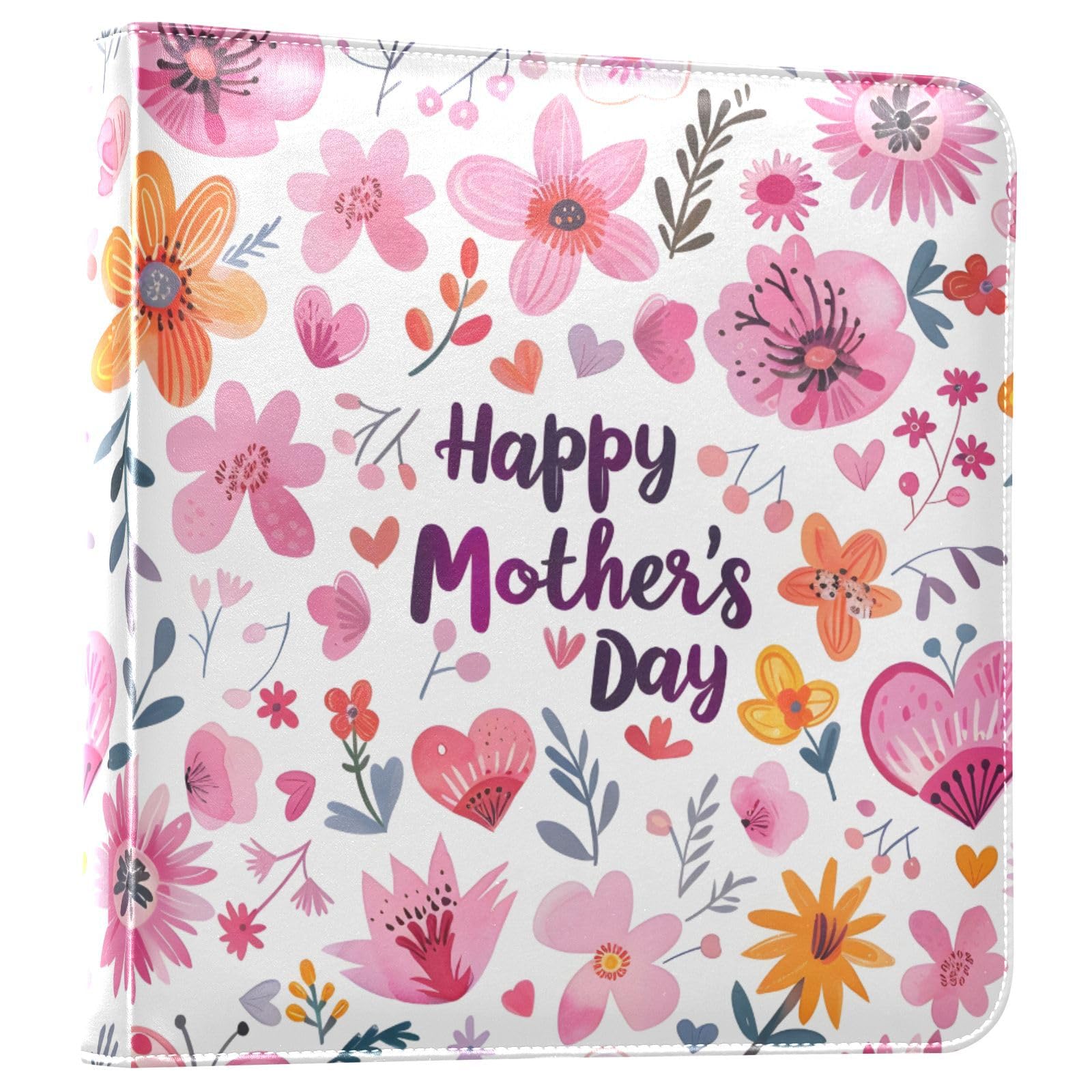 JIPONI Mother's Day Beautiful Flowers Large Photo Album, DIY Leather Cover Scrapbook Albums for 4x6 5x7 6x8 Pictures, Self Adhesive Memory Book for Wedding, Baby, Family