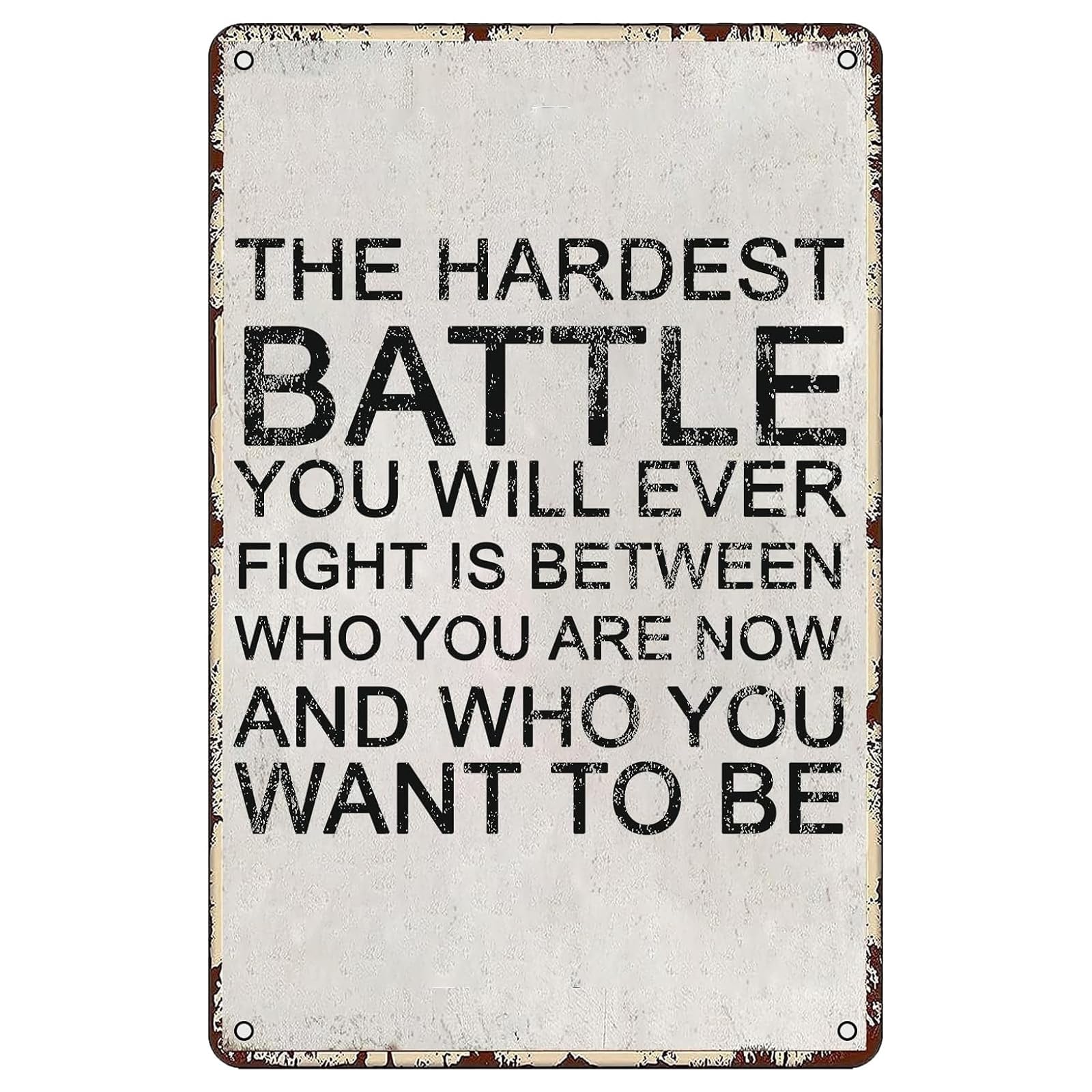 Tough Fitness Fighting Spirit Vintage Metal Sign Sports Inspirational Slogan Wall Decor Plaque for Home Bar Garage 8x12 Inch