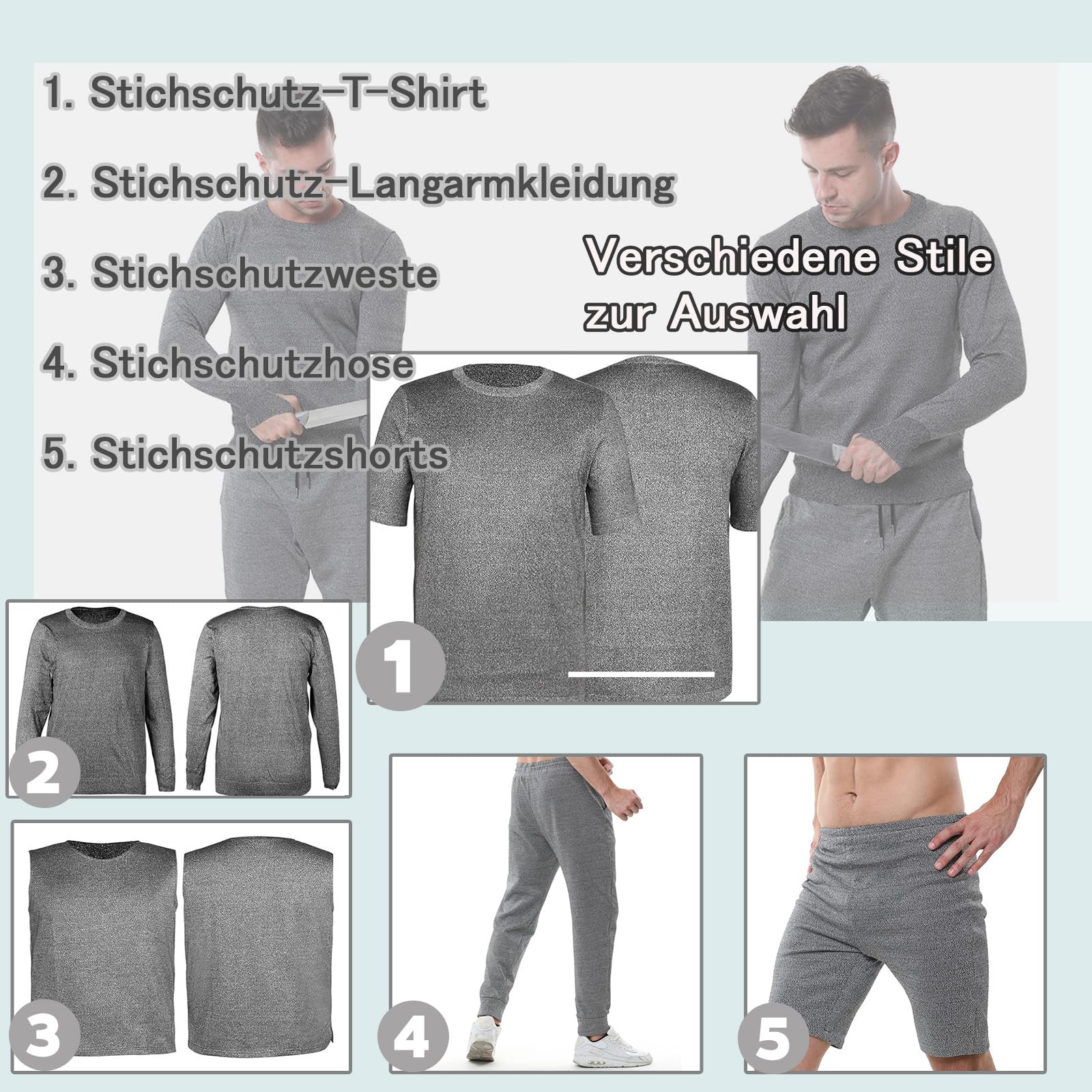 Level 5 schützende langärmelige,Schnittfestes T-Shirt,Stichsichere Kleidung,Schutzausrüstung,stoß- und stoßfest,Für Sicherheitsschutz,tägliches Pendeln,feuchtigkeitsabsorbierend atmungsaktiv