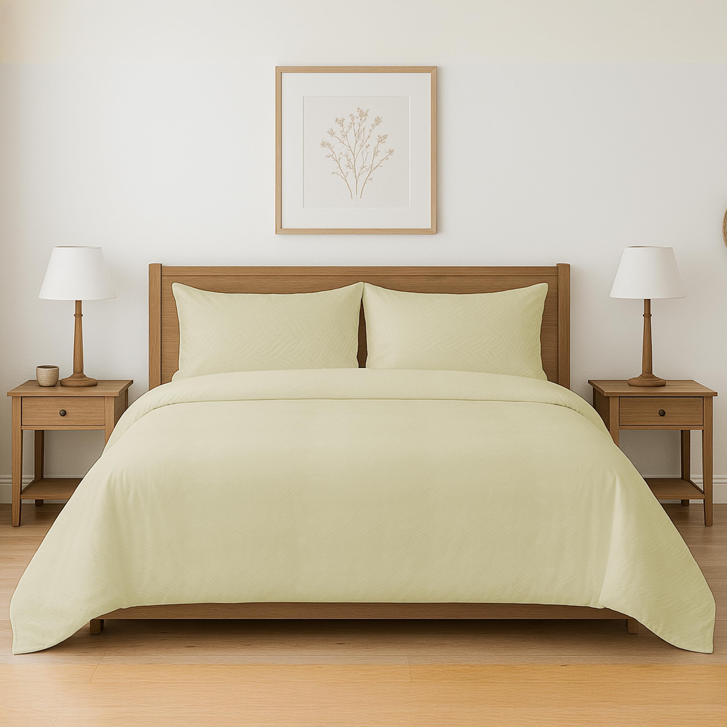 Colcha Boutis para Primavera y Verano Bicolor Reversible Liso de Color Beig + 2 Funda Cojin 50x70 cm - Colcha Ligera Fina Entretiempo (Cama 135, 220x260cm) — view 32