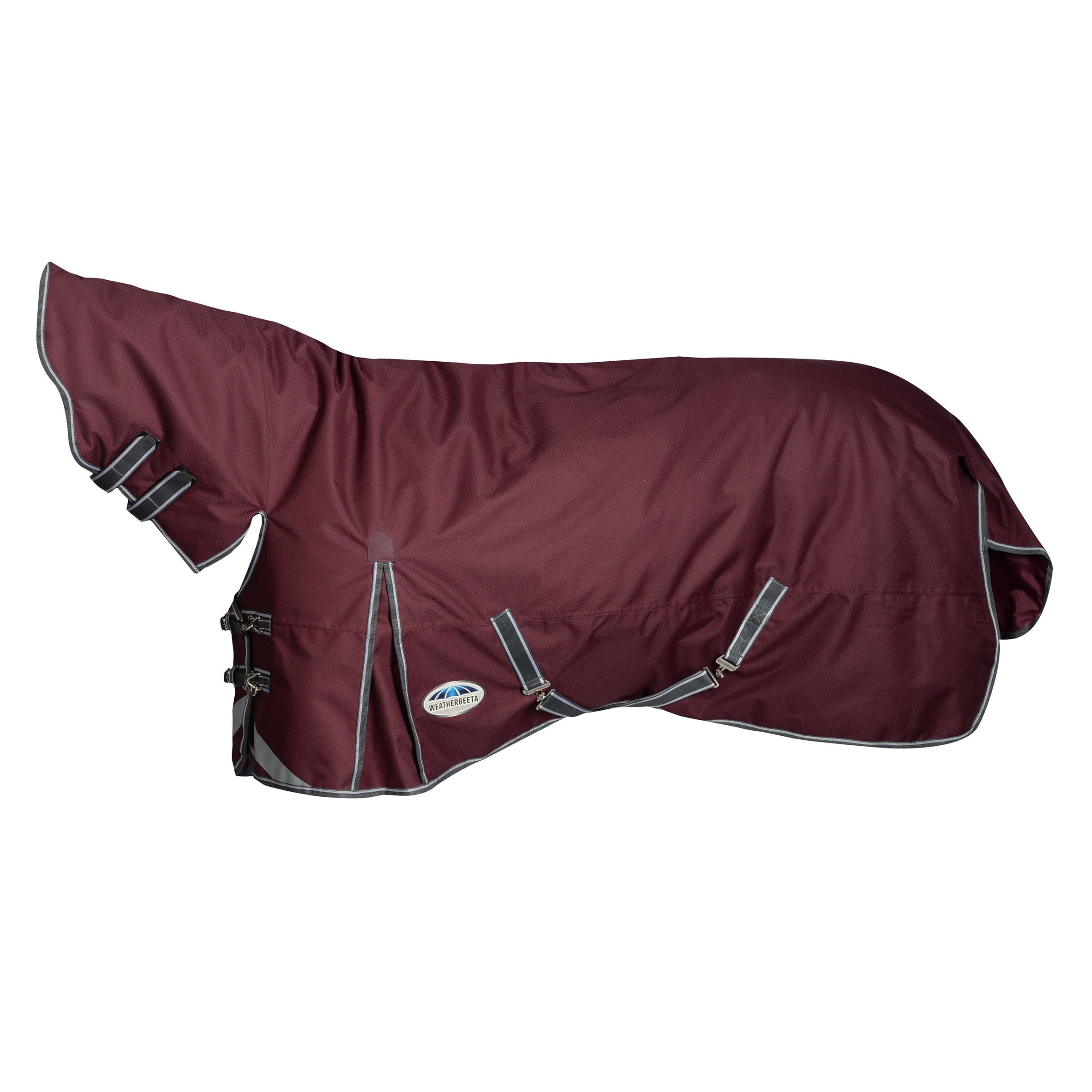 WeatherBeeta ComFiTec Plus Dynamic II Combo Neck Medium/Lite Horse Turnout Rug, Maroon/Grey/White, 5'6