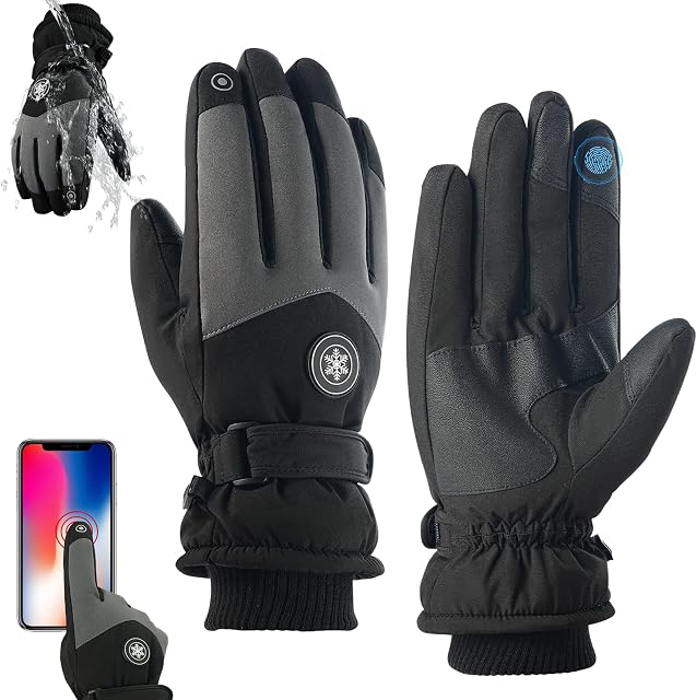 YHomU Waterproof Thermal Gloves For Women, Touchscreen Windproof Cold-proof Gloves with Padded Palms for Cycling Running Climbing Hiking Outdoor Sports