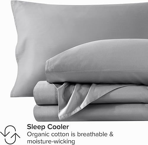 Miniatura 7 de Bare Home Juego de sábanas tamaño King 100 % algodón orgánico, tejido satinado suave, transpirable y refrescante, juego de lujo de hotel, sábanas de