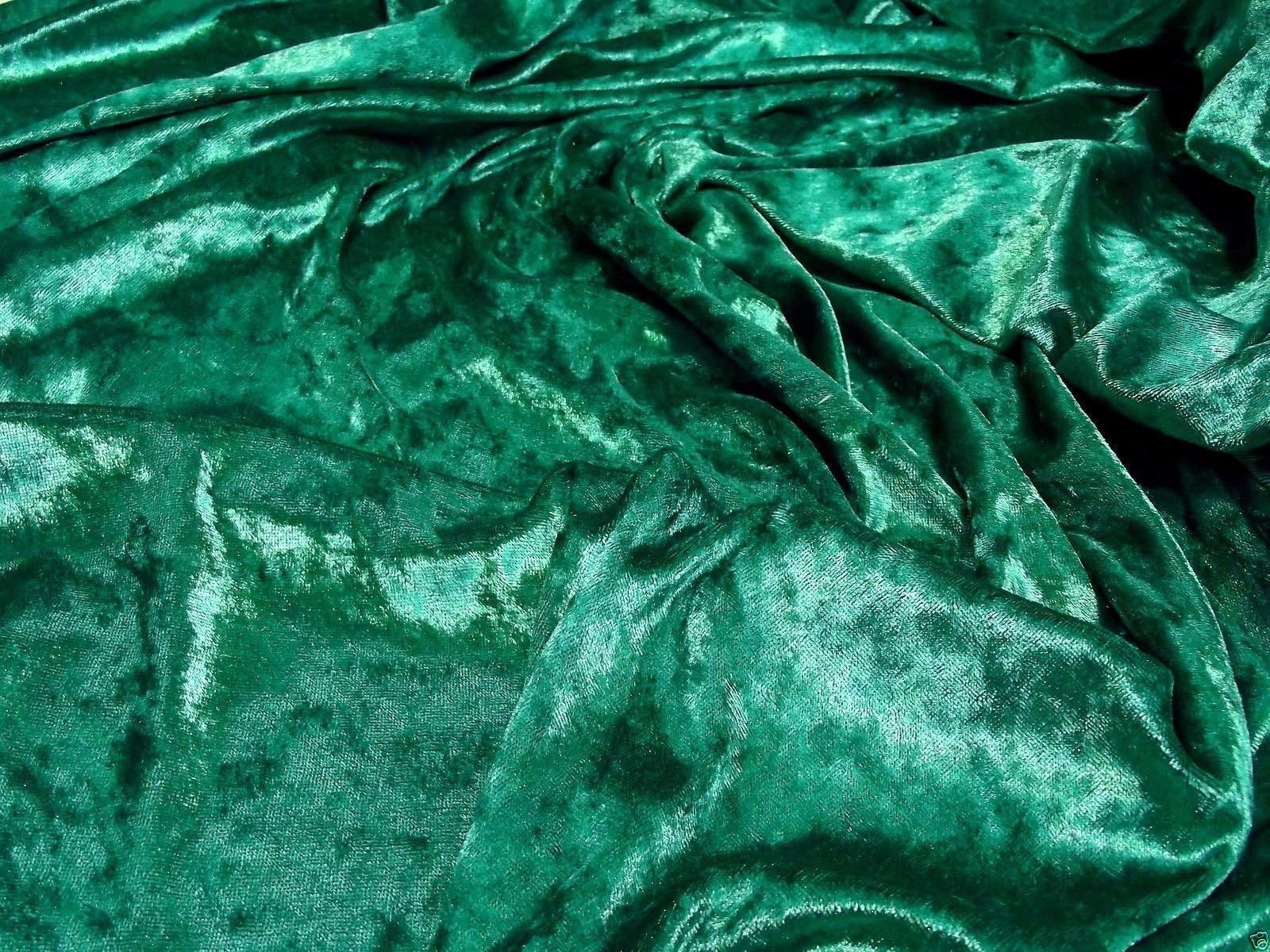 Crushed Velvet Velour Fabric Material - Emerald, 1Mtr - 150cmx100cm