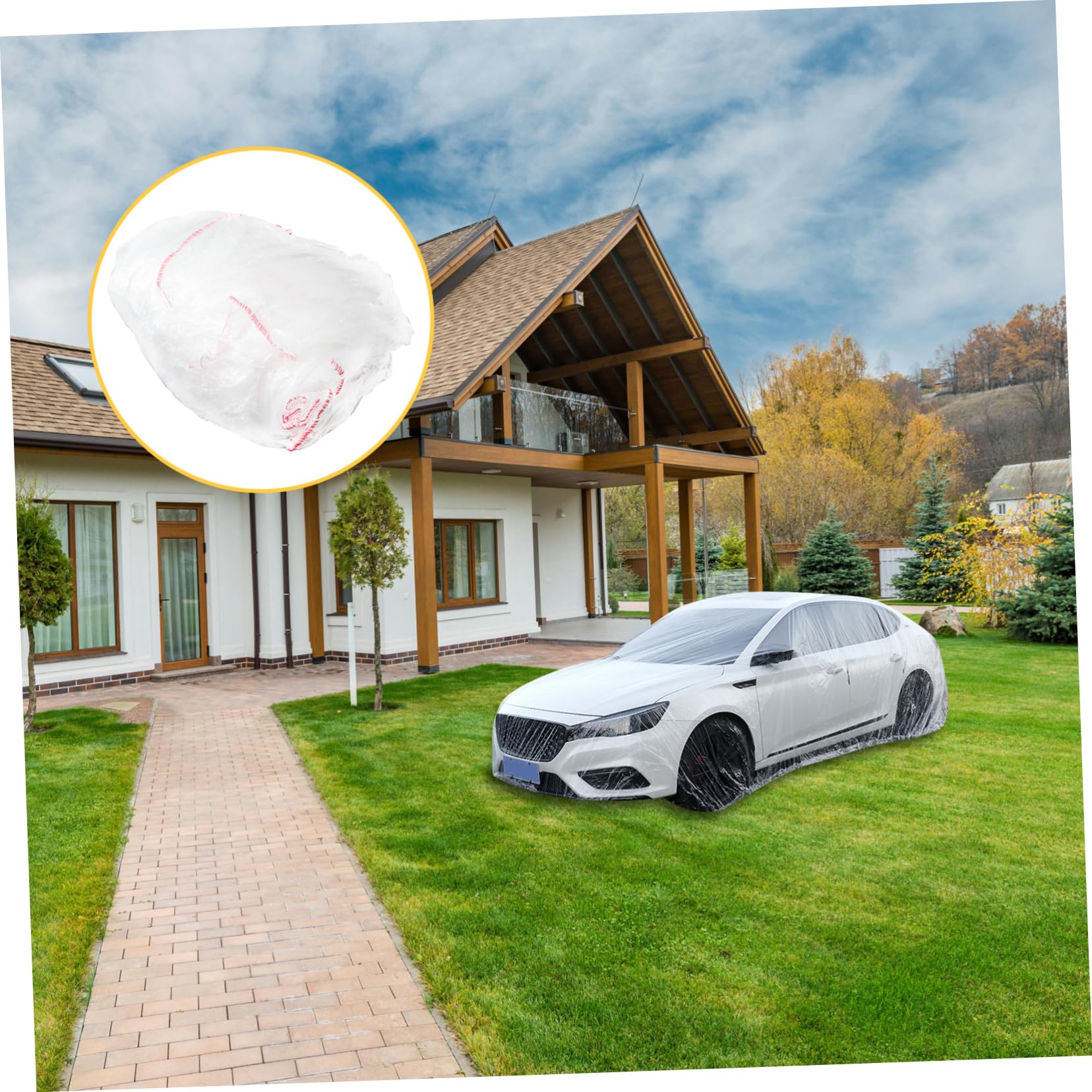 Vaguelly Outdoor Car Body Cover All-Weather Plastic Car Protector Dustproof Uv Resistant Full Coverage Rain and Sun Shield — view 9