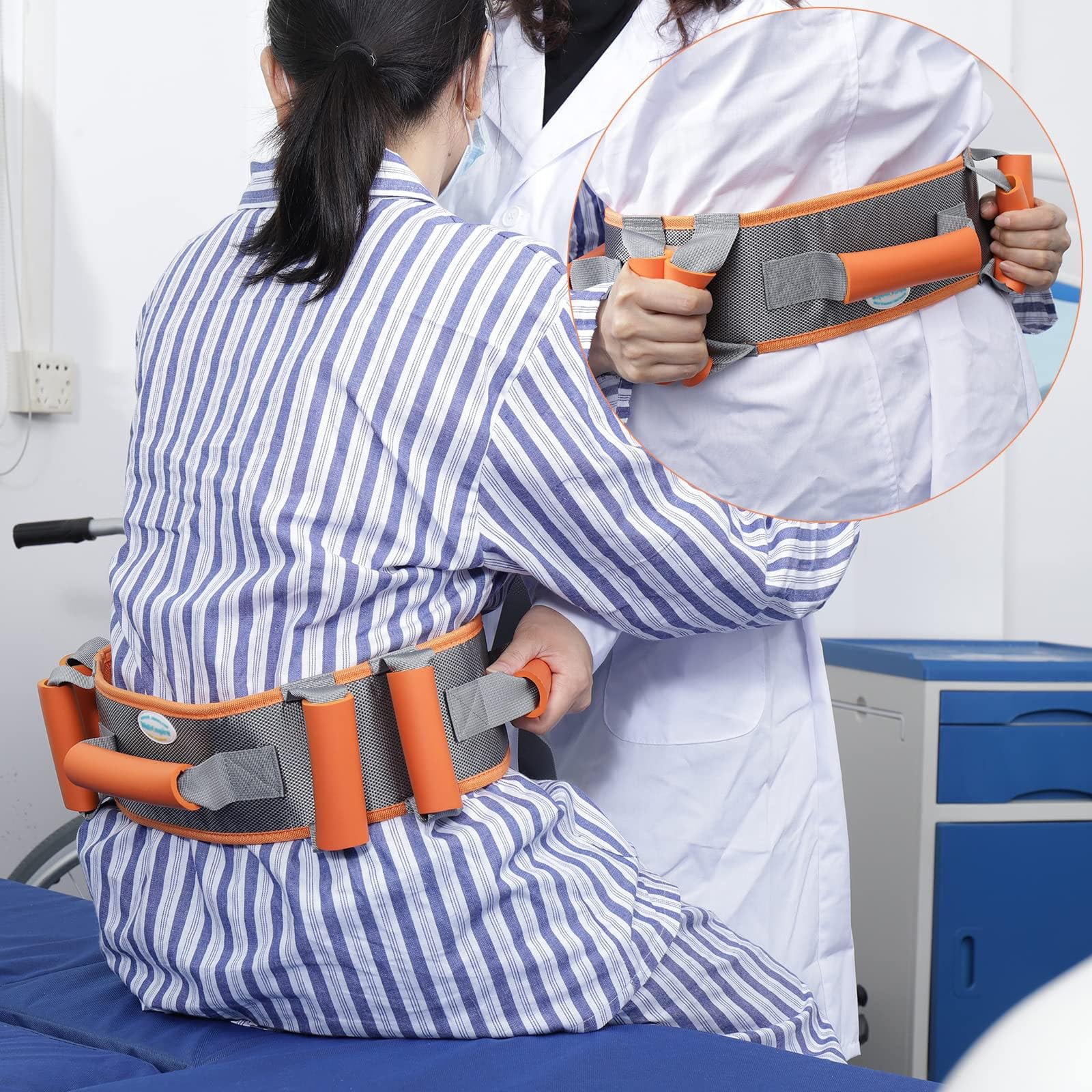 NICHOY Ganggurte Transfergurte für Senioren mit 7 gepolsterten Griffen, zum Heben älterer und geduldiger medizinischer Gehhilfen,von 26 bis 59 Zoll(A,L-L)