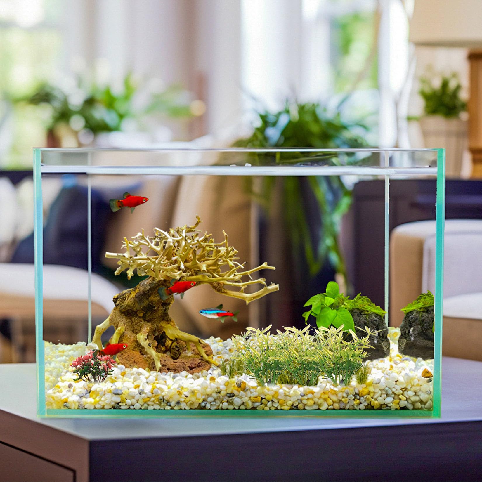 11 Pcs Plante Aquarium Artificielle, Decoration Aquariums, Plantes Aquariums en Plastique pour décoration Accessoires Aquariums(Couleurs variées)
