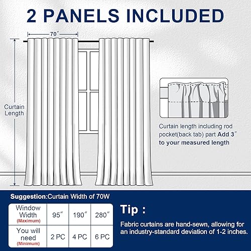 Miniatura 7 de Hiasan Cortinas opacas con pestaña trasera y bolsillo para barra, cosidas con alzapaños, con aislamiento térmico, para oscurecer la habitación, para