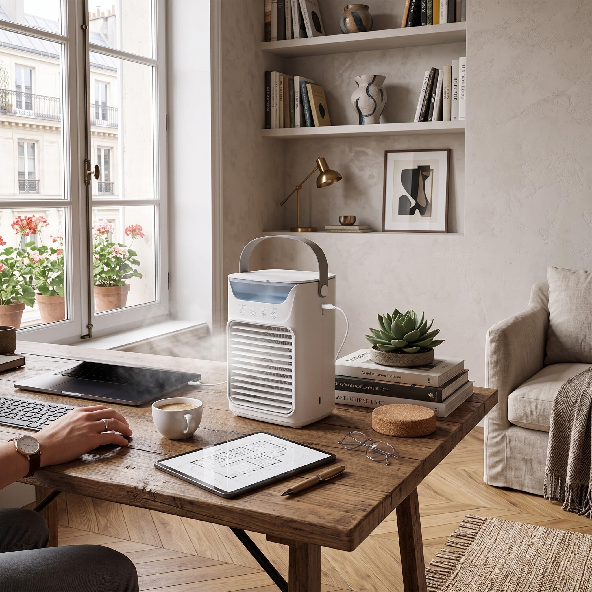 Yosoo Health Gear Ventilatore per Condizionatore Raffreddatore d'aria Portatile Alimentato Tramite USB Mini Dispositivo di Raffreddamento Evaporativo in ABS con Serbatoio dell'acqua da 700 Ml 3