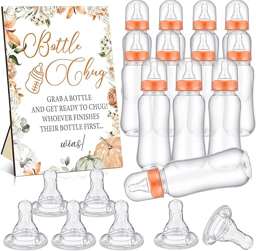 Vista 16 de TrelaCo Safari Cool Baby Shower Games Bottle Chug Sign Wooden Jungle Animals Set de regalo para revelación de género suministros de fiesta y 12 Verde