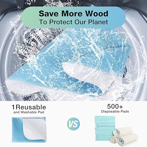 Miniatura 4 de Almohadillas de cama lavables impermeables, 34 x 52 pulgadas (paquete de 2) almohadillas de cama para incontinencia, almohadilla de cama impermeable