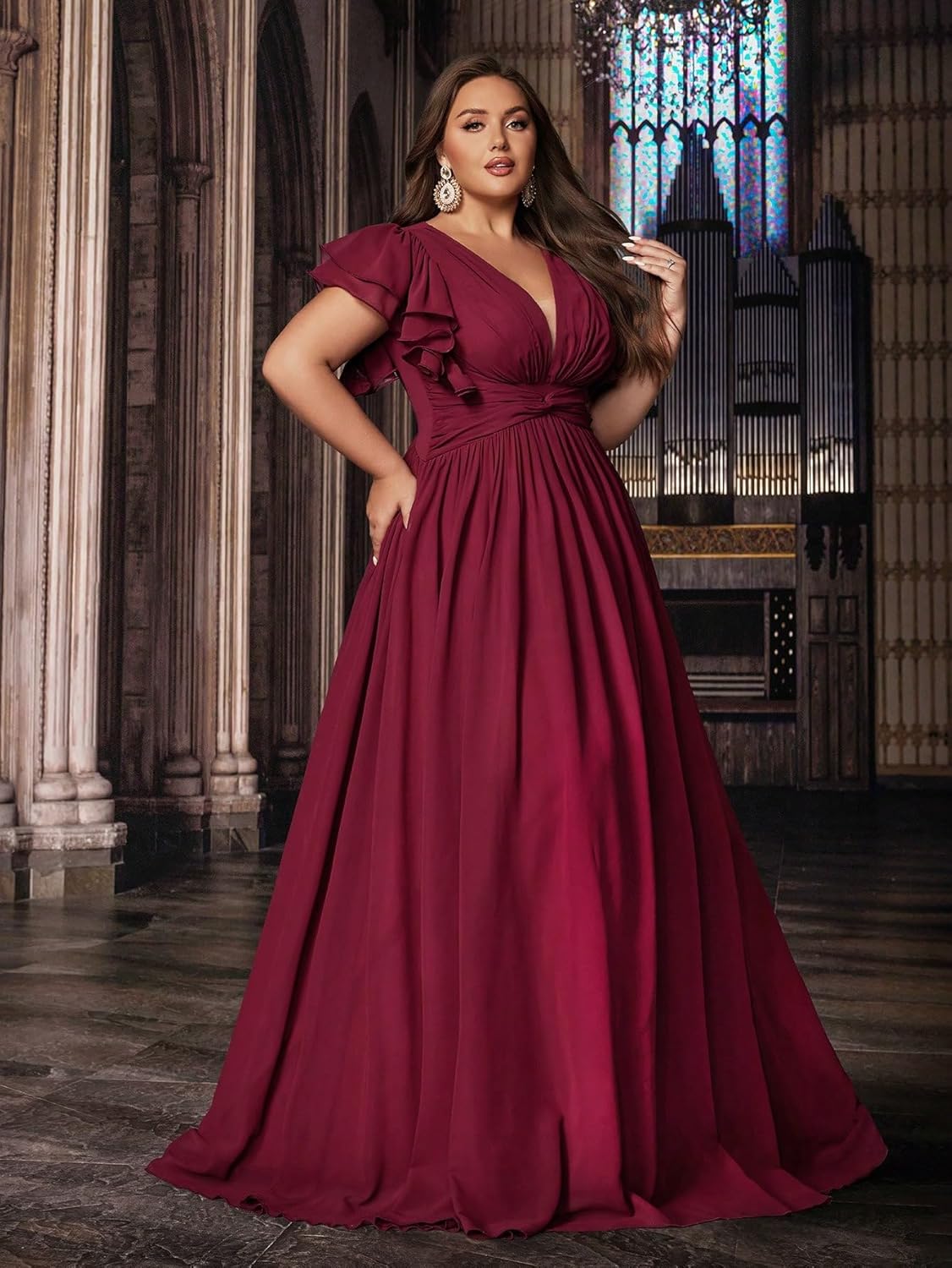 Women's Plus Size Bridesmaid Dresses Chiffon Wedding Guest Summer Maxi Dress Elegant Prom Evening Party Cocktail Gown - Image 7