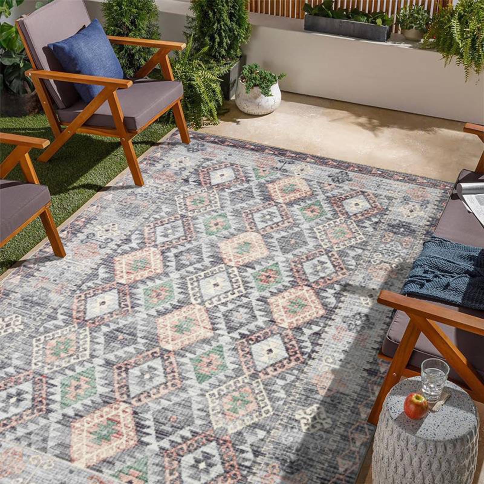 HGTRH Outdoor Rugs For Garden, Outdoor Carpets For Patio, Recycled Durable Outside Rug Washable For Backyard, Porch, Balcony, Deck C 80 * 120cm