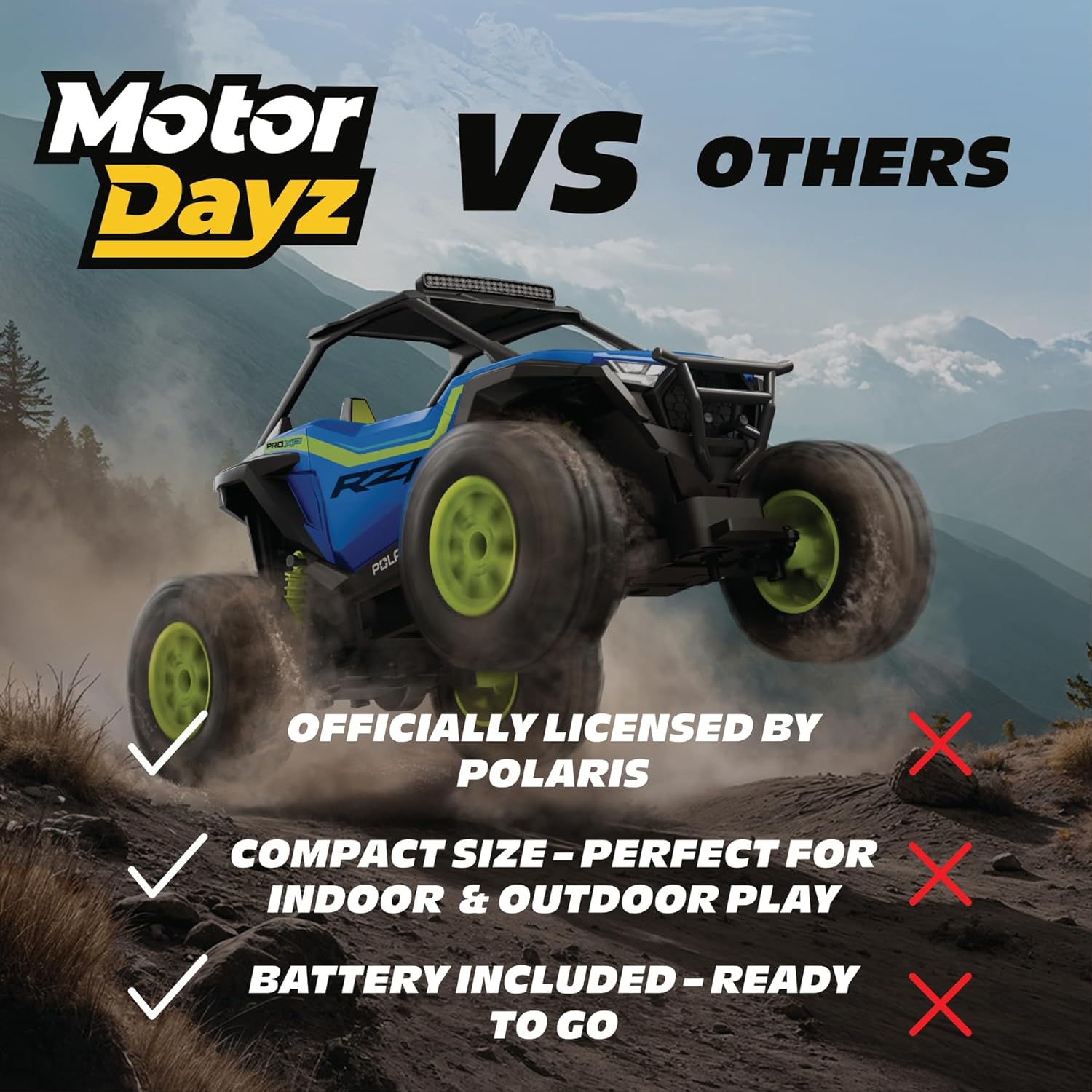 Polaris RZR Remote Control UTV – 1:14 Scale 2WD RC Car, Officially Licensed Polaris RZR, Full-Function 2.4GHz Radio Control, USB Rechargeable, Ready to Run, Blue