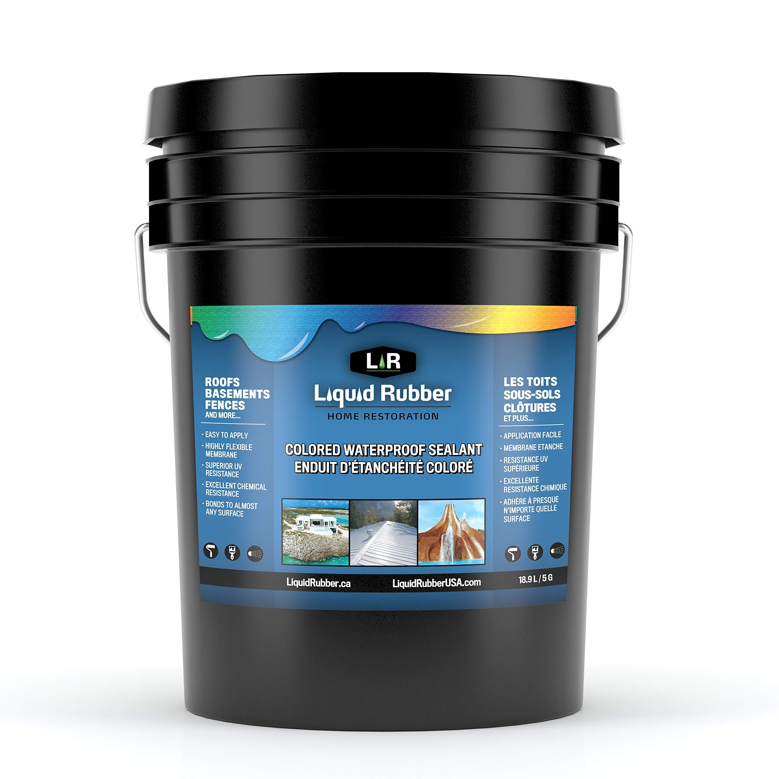 L RLiquid Rubber Color Waterproof Sealant - Indoor & Outdoor Coating - Easy to Apply - Water Based - Medium Brown 5 Gallon