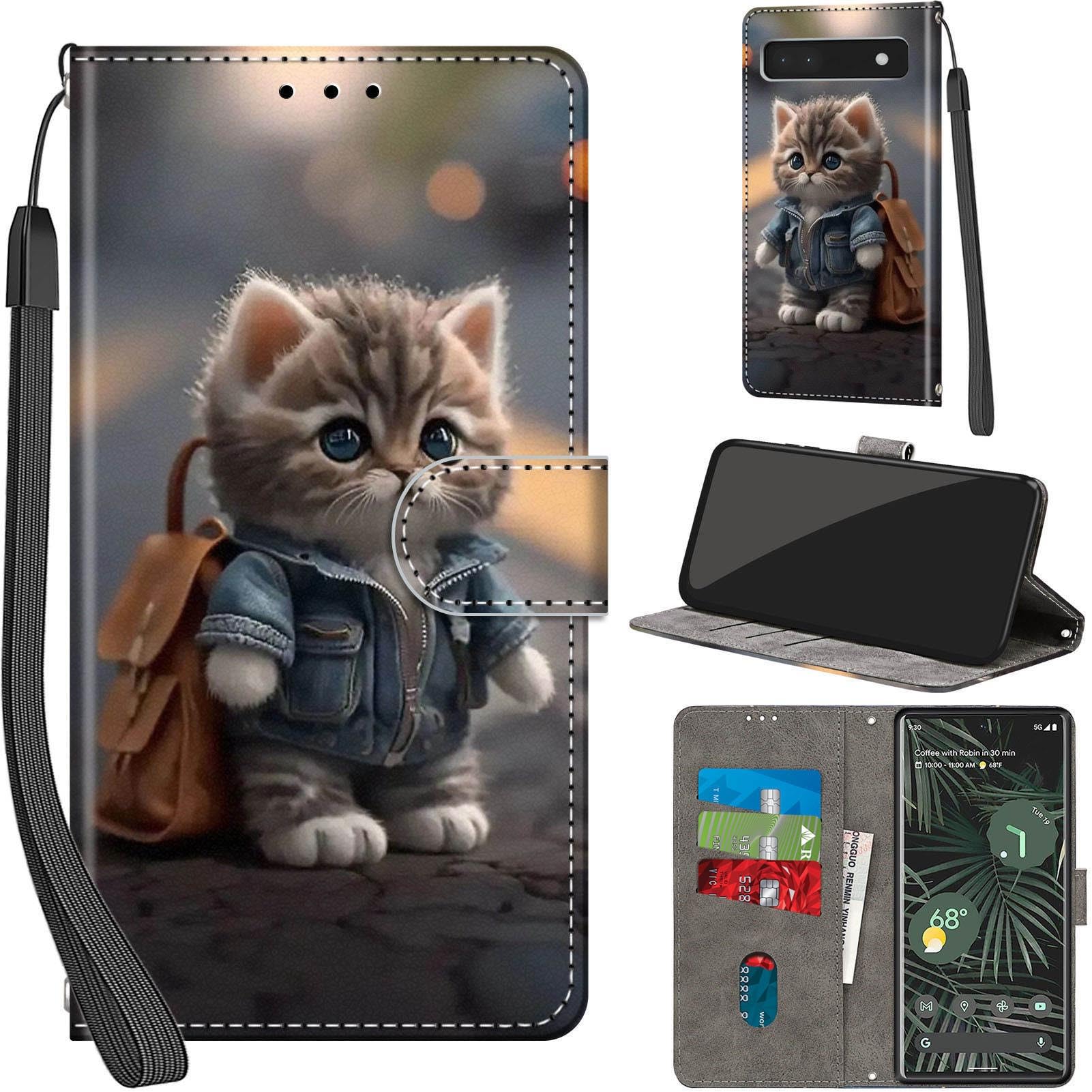 Leder Flip Case Für Google Pixel 6A – Mit Kartenfach, Ständerfunktion & Kameraschutz, Kunstleder Hülle