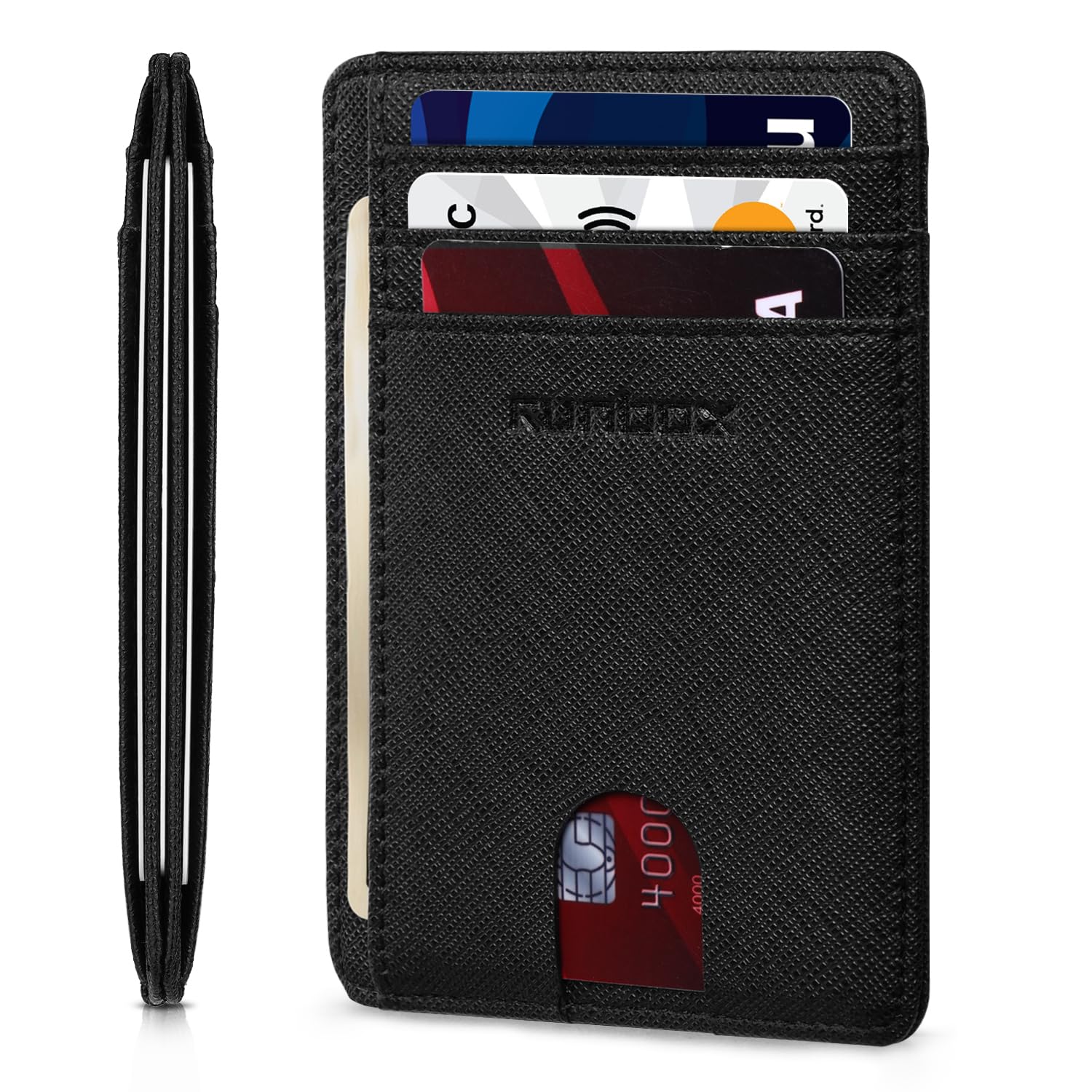 RUNBOX Slim Wallet for Men and Women, RFID Blocking Leather Card Holder