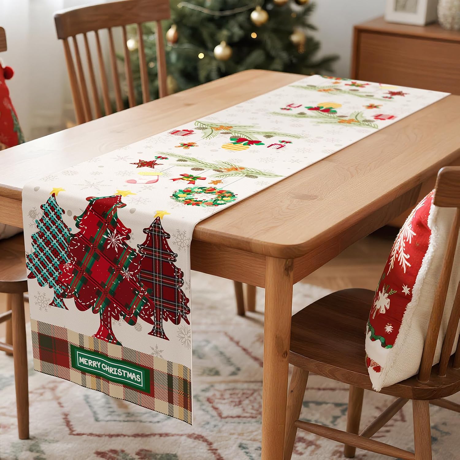 13x72 Inch Christmas Table Runner, Merry Christmas Table Decorations for Kitchen Dinning, Seasonal Winter Christmas Decorations Indoor for Home Party