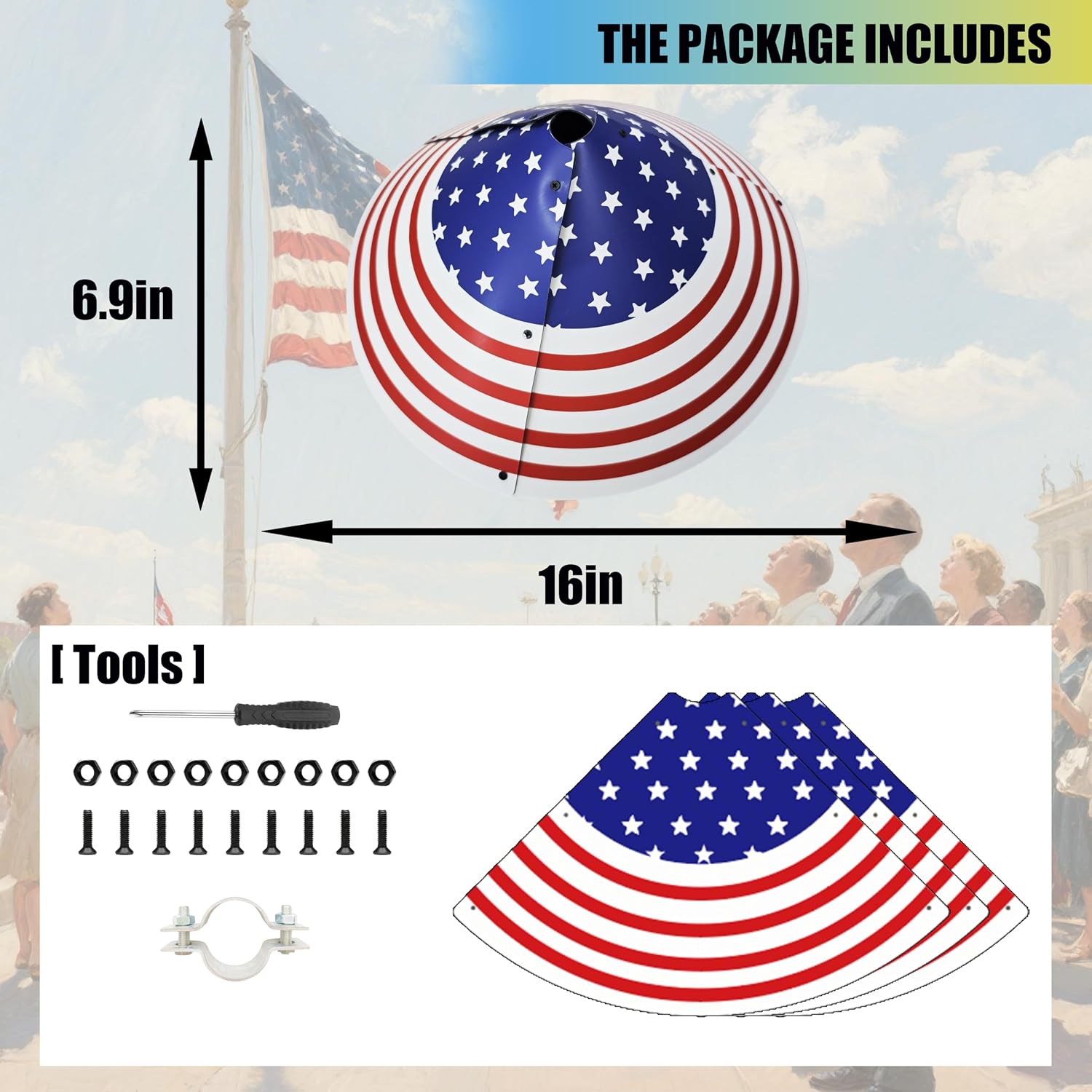 American Flag Plastic Squirrel Baffle for Bird Feeders - Weatherproof Pest Guard, Patriotic Garden Decoration image 2