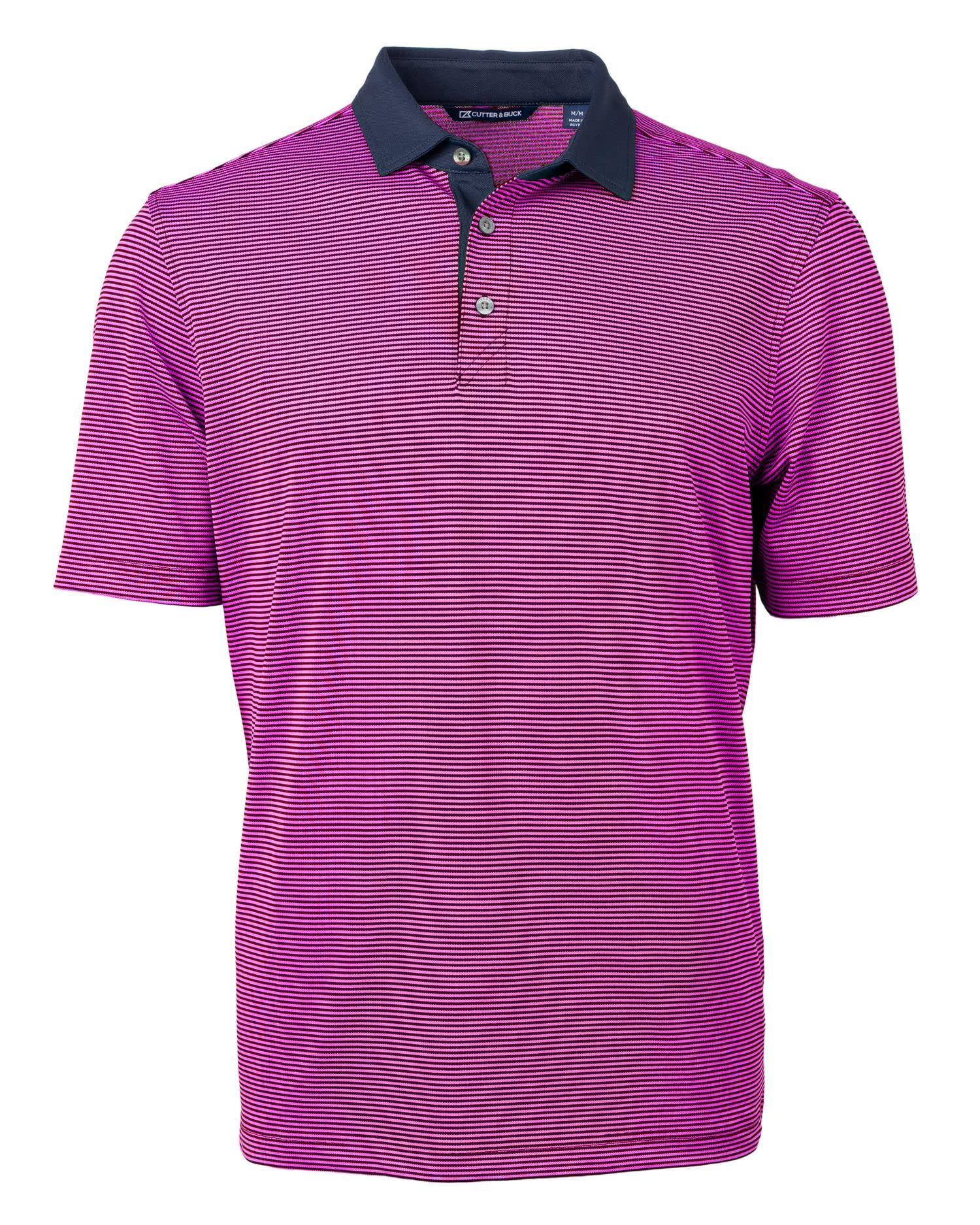 Cutter & Buck Virtue Eco Pique Micro Stripe Recycled Mens Polo, Gelato/Navy Blue, XXL