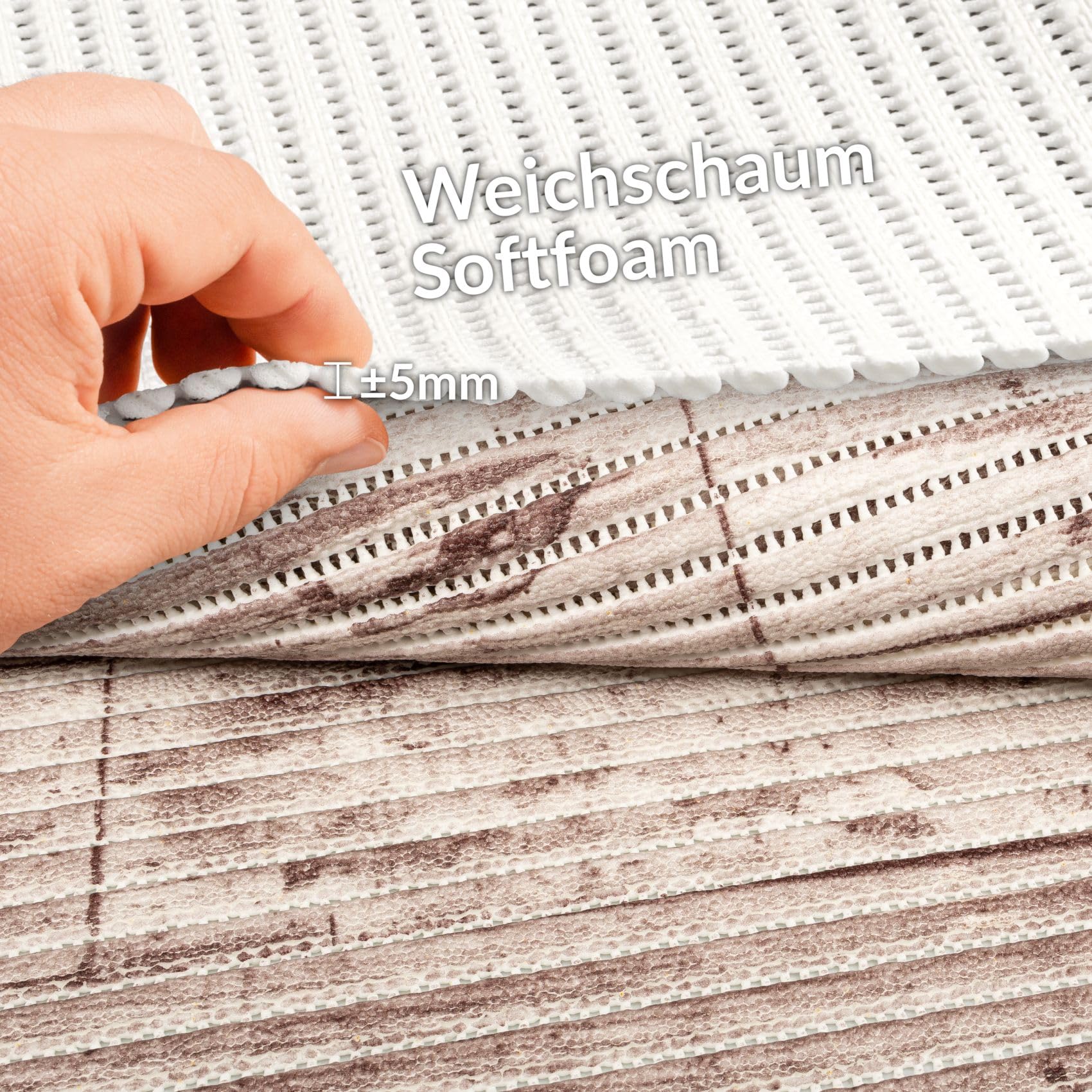 ANRO Weichschaummatte Badematte Bad Dusche WC Vorleger Teppich Antirutsch Badläufer Holz 280x130cm