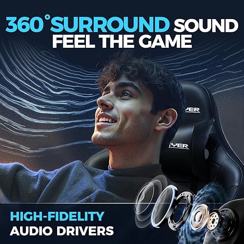 Miniatura 3 de GTPLAYER GTRacing - Silla de juegos con altavoces, sillas de videojuegos con reposapiés para adultos, silla reclinable ergonómica para computadora