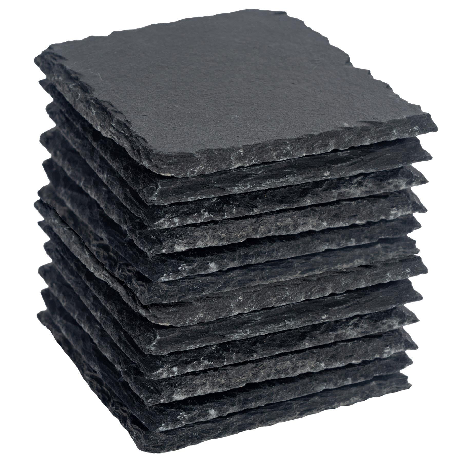 B&Q -  10Cm Square Slate CoastersSet Of 12 Drink Coasters Black Stone Natural Slate Drink Placemats Mug Glass Cup Mats