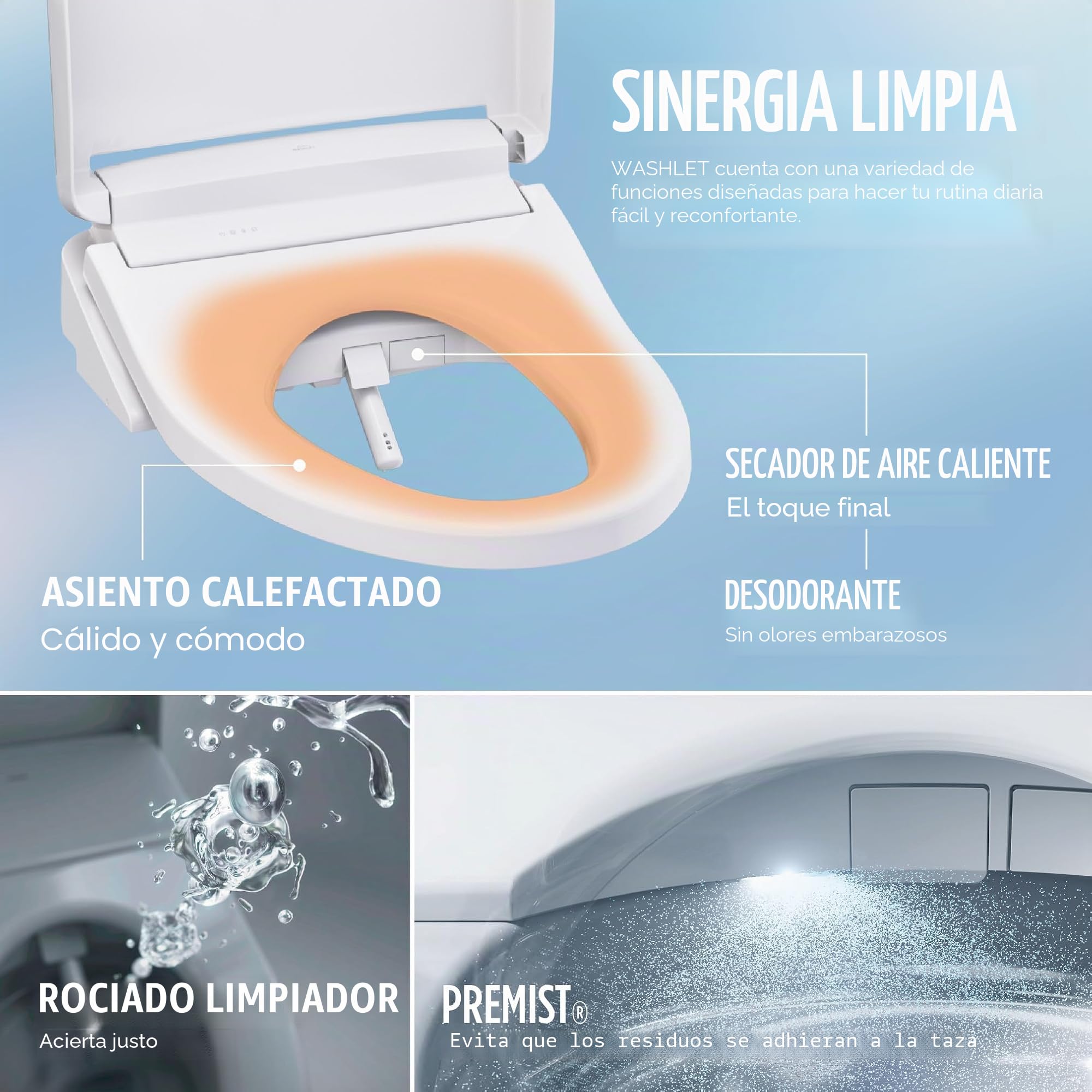 TOTO WASHLET S2 - Asiento de inodoro con bidé electrónico, alargado, algodón blanco